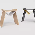 Two Modern Coffee Tables With Light Wood And Black Geometric Frame Structures 3d model