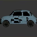 Light Blue Vintage Classic Car With Rounded Body And Black Roof