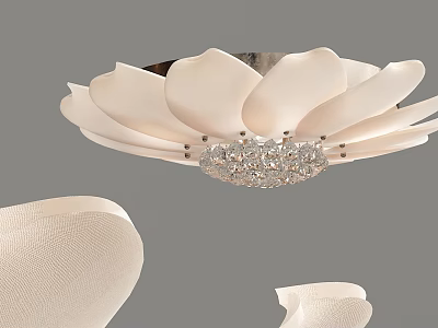 Stylish Petal Design Ceiling Light With White Shade And Crystal Details For Interior Decoration 3d model