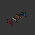 Colorful Classic Scooters 3D Rendered In Red Green Beige Orange And Blue