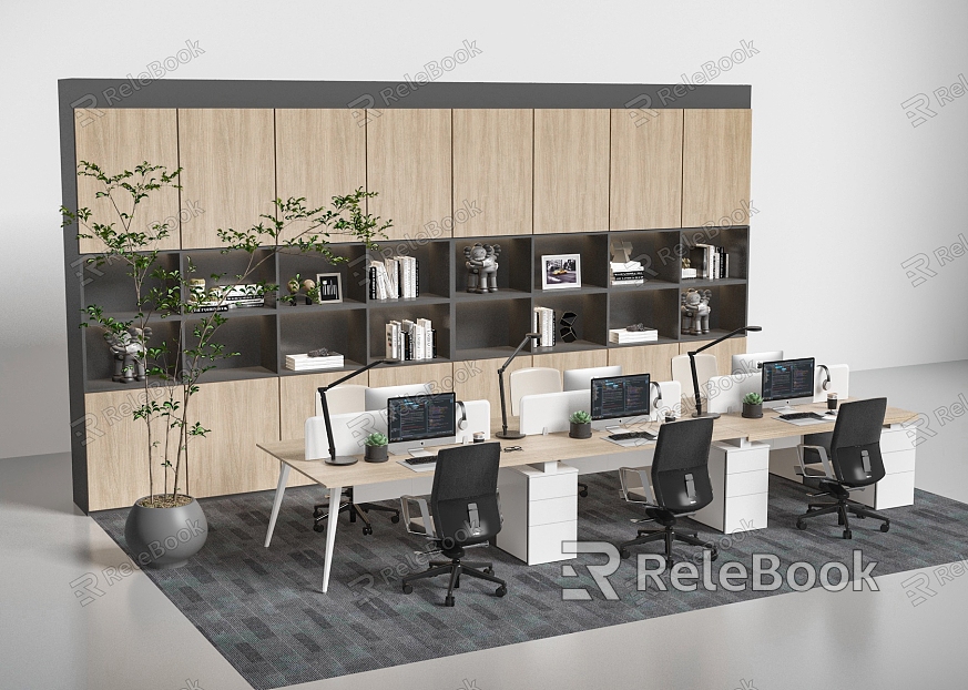 Office Desk and Chair Filing Cabinet Closet model