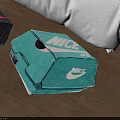 Stylish Shaped Carpets with Nike Logo in Blue Orange and White on Bedroom Wooden Floor