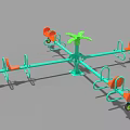 Kids Playground With Cross Shaped Structure Green Star Center And Orange Cone Towers