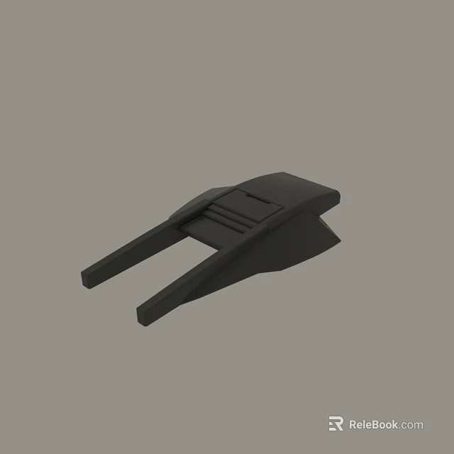 Black Plastic Mechanical Bracket With Parallel Lines And Dual Support Legs 3d model 