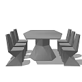 Modern Octagonal Dining Table Set With Six Sleek Gray Chairs And Minimalist Design 3d model