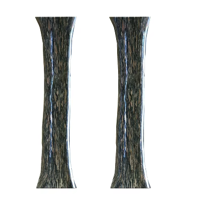 Shopping Mall Lobby Featuring Dark Colored Wood Grain Texture Decorative Pillars With Smooth Surface 3d model