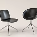 Modern Black Leather Office Chairs With Metal Base And Different Backrest Shapes 3d model
