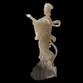 Traditional Elegant Female Statue Ornament Decor Set With Jade Like Ivory White Craftwork