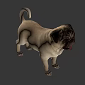 Pug Game Movie Character 3D Model Standing Pose In Light Blue Background