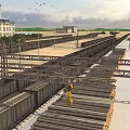 Industrial Factory Railway Freight Yard With Overhead Crane And Freight Cars