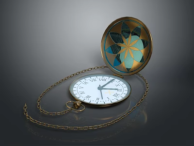 Vintage Gold Pocket Watch As Stylish Accessory For Formal Clothing Attire 3d model