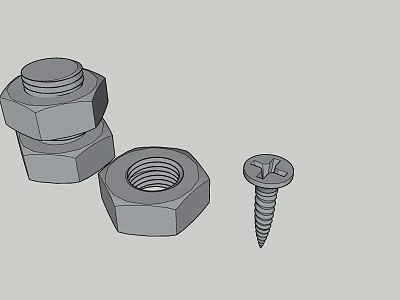High Quality Hardware Tools Featuring Hex Nuts and Phillips Head Screws 3d model