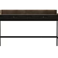 Modern Desk With Brown Top Two Drawers And Black Metal Legs