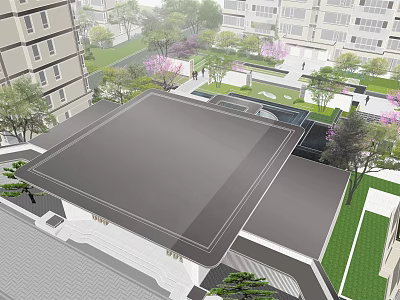Modern Garden Landscape Design With Green Lawns Trees And Flowering Plants 3d model