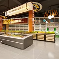 Supermarket Department Store Spacious Interior With Well Arranged Shelves Fresh Fruit Section And Bright Lighting