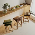 Modern Bar Stools With Velvet Seats Wooden Legs In Green Brown Beige For Kitchen Counter
