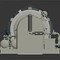 Industrial Rotating Drum Machine With Motor Control Panel And Pipes