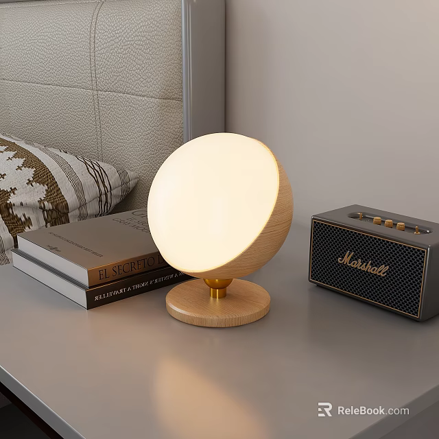 Elegant Wooden Chandelier With Golden Base In Room With Books And Marshall Speaker 3d model 