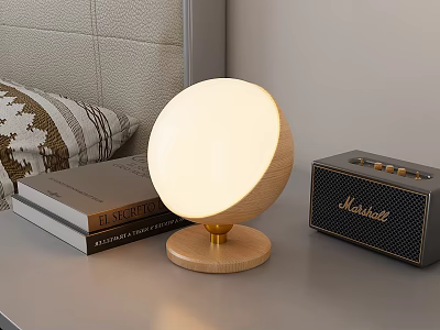 Elegant Wooden Chandelier With Golden Base In Room With Books And Marshall Speaker 3d model
