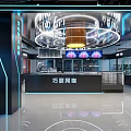 Modern Qiaoli Cybercafe Interior With High Tech Lighting And Counter 3d model
