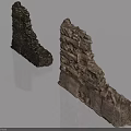 Ancient Stone Swing Door with Weathered Surface and Rough Texture Design 3d model