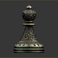 Intricately Carved Metal Decorative Ornament With Filigree Top And Green Jade Base
