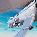 Military Jet Aircraft Flying In Sky With Clouds