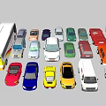 Different Types Of Colorful Cars And Vehicles Parked Together In