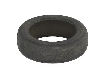 Worn Black Rubber Tire with Visible Tread Patterns Isolated on White Background 3d model