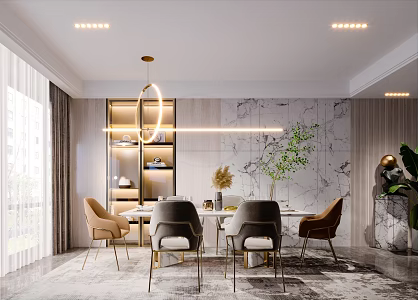 Light Luxury Restaurant Simple Restaurant 3d model