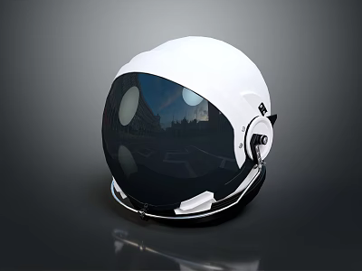 White Modern Helmet With Smooth Glossy Surface Reflective Visor And Side Adjustment Buttons 3d model