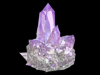 Stunning Purple Crystal Cluster Jewelry With Sharp Pointed Tips And Transparent Base Design 3d model