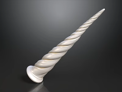 Elegant White Spiral Unicorn Horn Decorative Piece On Dark Background 3d model