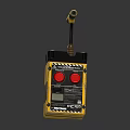 Yellow Industrial Control Device With Red Buttons Black Handle And Warning Stripes 3d model