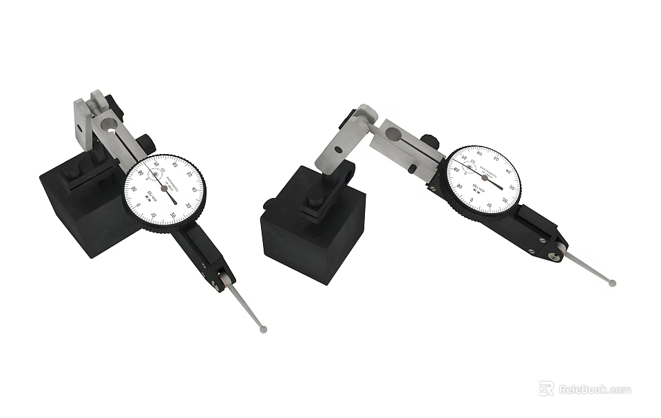 Precision Hardware Tools Dial Indicators With Black Base And Metal Construction 3d model 