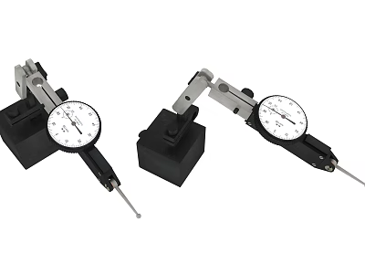 Precision Hardware Tools Dial Indicators With Black Base And Metal Construction 3d model