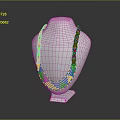 Fashionable Layered Necklace with Orange Black Geometric Pattern Displayed on White Mannequin Stand