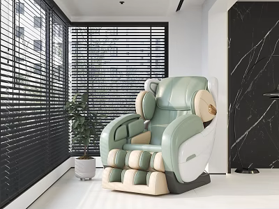 Light Green And Beige Modern Massage Chair With Comfortable Cushions In Indoor Setting 3d model