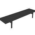 Modern Black Slatted Wooden Bench With Minimalist Design For Indoor Use