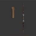 Handcrafted Traditional Wooden Bow With Metal Accents And Woven Quiver Design