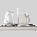 Stainless Steel Electric Kettle and Transparent Glass Teapot on Double Electric Hot Plate