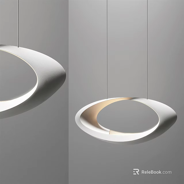 Modern Circular Pendant Light With White And Gold Finish For Interior Decoration 3d model 