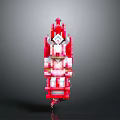 Pixelated Red and White Creature Character 3D Model Design in Digital Art Style