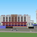 Fire Station Building Design With Training Ground National Flag And Fire Vehicles