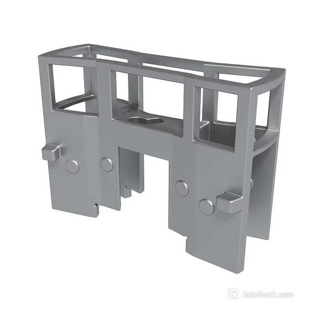 Gray Metal Mechanical Structure With Holes And Connecting Bracket Parts 3d model 