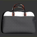 Stylish Gray And White Combination Handbag With Red Leather Handles For Daily Use