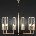 Modern Hanging Chandelier With Glass Tubes And Metal Frame Design