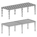 Stylish Long Black Rectangular Dining Table With Six Sleek Legs For Modern Home Daily Use
