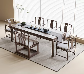 Chinese Tea Table and Chair Tea Chair Tea Set Ornaments Tea Table 3d model