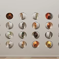 Stylish Background Wall Adorned With Multiple Round Ornaments And Diverse Patterns 3d model